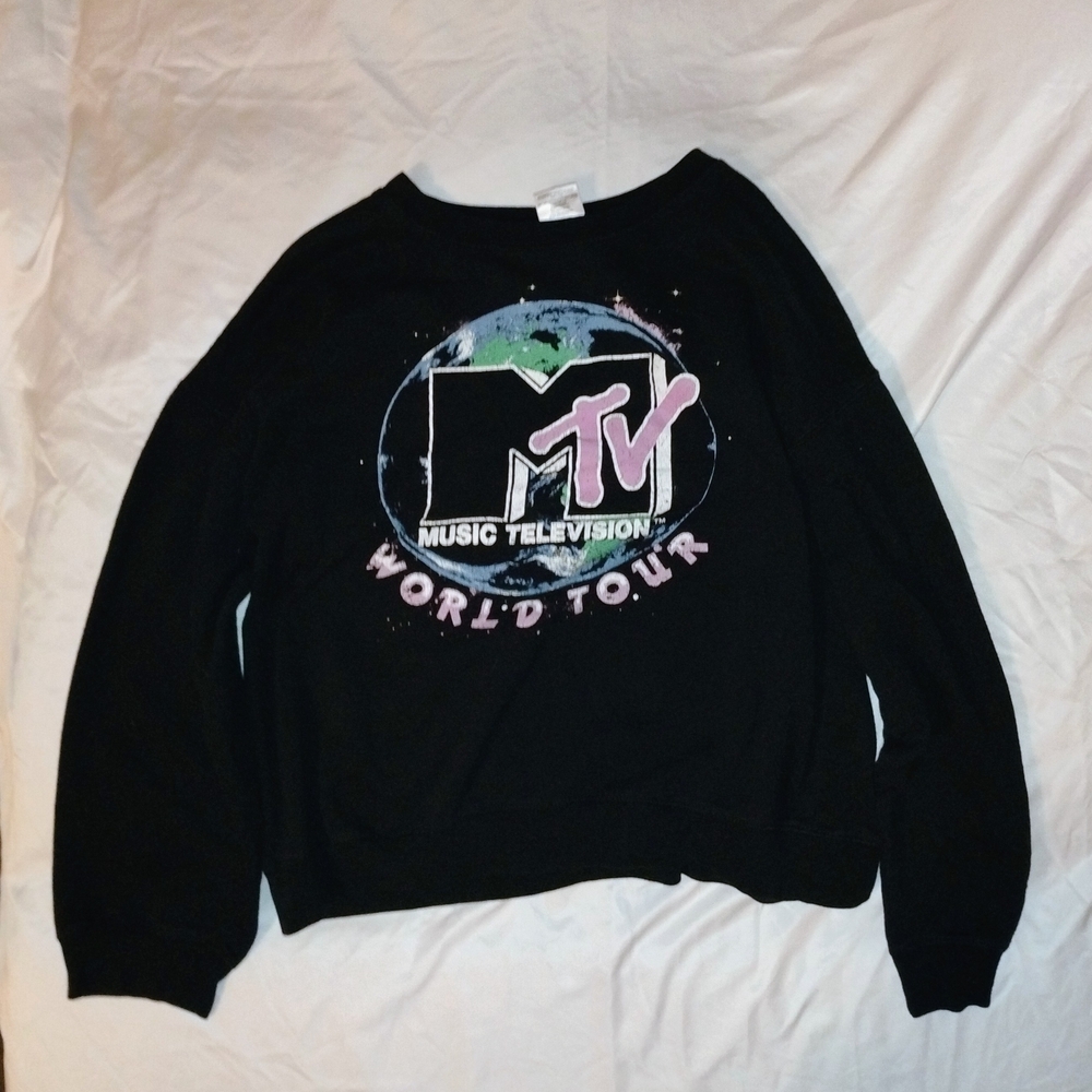 MTV Music Television Black Crew Neck Sweater